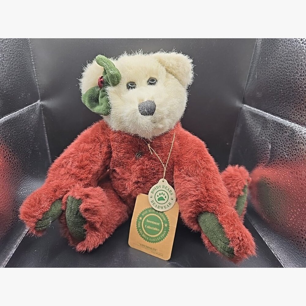 Boyds Bears The Archive Collection Gwendolyn Bear Maroon Cream Green #91891-02